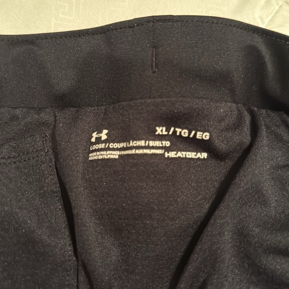 Under Armour black women's running shorts. White stripe on sides - Picture 3 of 3